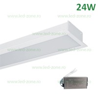 CORPURI LINIARE LED DE SIGURANTA - Reduceri Corp Iluminat LED 24W 60cm Incastrabil Liniar EL-S77 Alb Emergenta Promotie